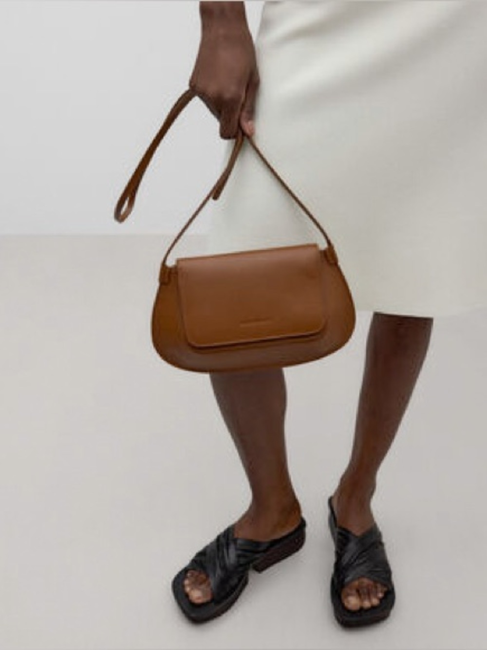 Adolfo Dominguez Brown Leather Saddle Crossbody Bag